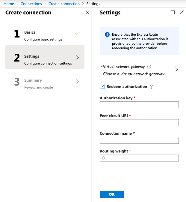 New ExpressRoute Connection in different subscription