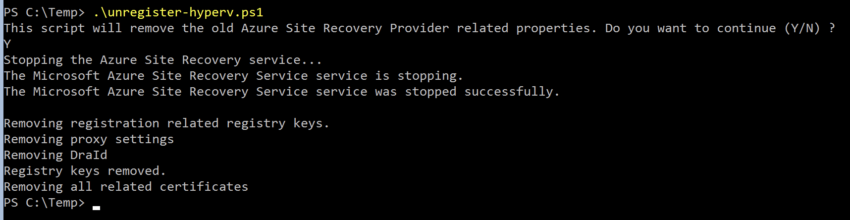 Clean up Script for removing previous Azure Site Recovery configuration - AzureIs.Fun