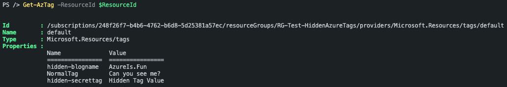 Azure Hidden Tags PowerShell